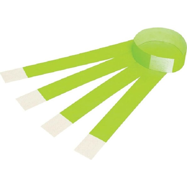 Rexel Tyvek Wristbands With Serial Number Fluoro Green Pack 100 Wrist Band