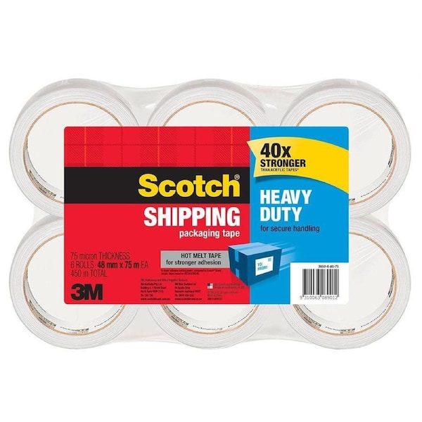 Scotch 3850 Heavy Duty Packaging Tape 48Mm X 75M Clear Pack 6