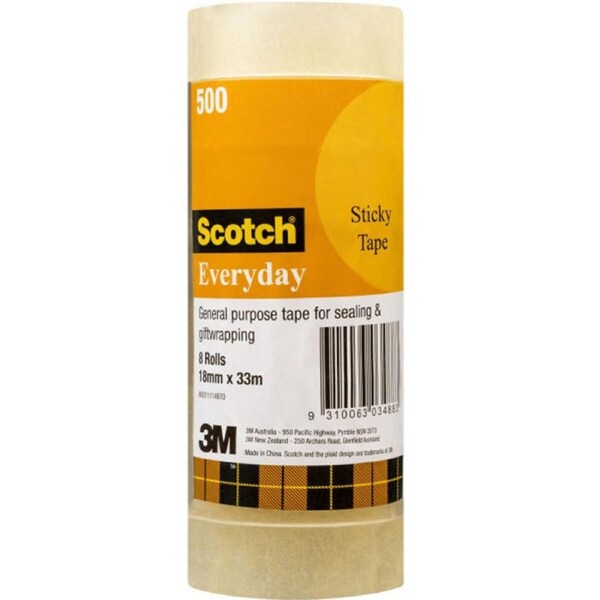 Scotch 502 Sticky Tape 18mmx33m Pack 8 Rolls Tower