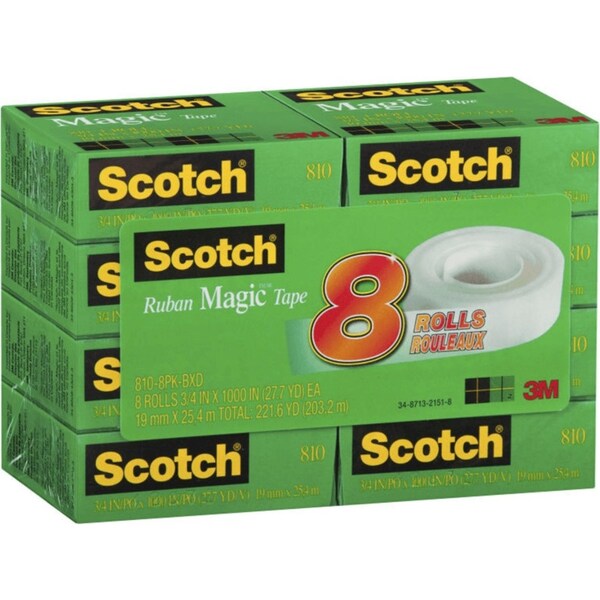 Scotch 810 Magic Sticky Tape 19mmx25m Pack 8 Rolls
