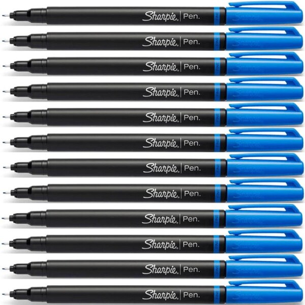 Sharpie Fineliner Pen Fine Felt Tip Stylo 0.8mm Blue Box 12