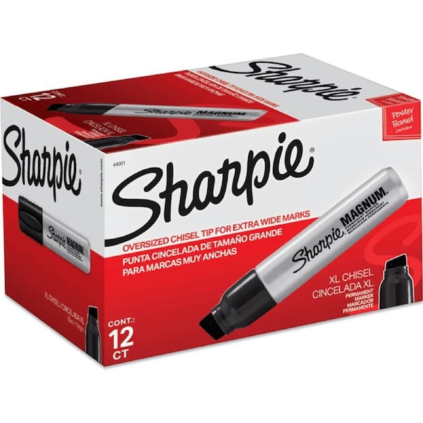 Sharpie Magnum King Size Wide Permanent Marker Chisel Black Box 12