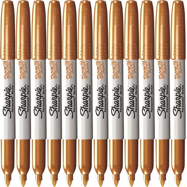 Sharpie Permanent Marker Fine Point 1.0mm Metallic Bronze Pack 12