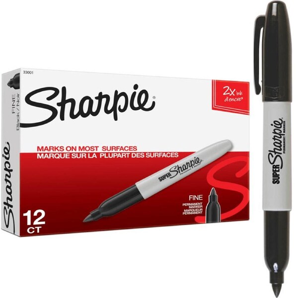 Sharpie Permanent Marker Super Large Bullet Fine Point Black Box 12