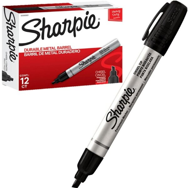 Sharpie Pro Durable Metal Permanent Marker Chisel Tip Black Box 12
