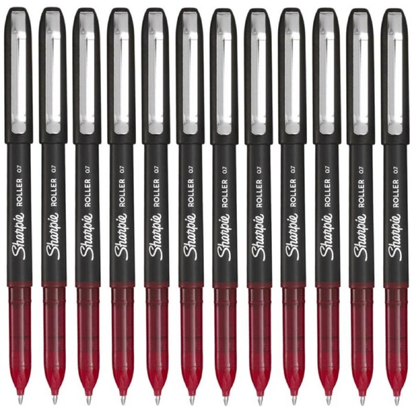 Sharpie Roller Arrow Point Pen 0.7mm Red Rollerball Box 12