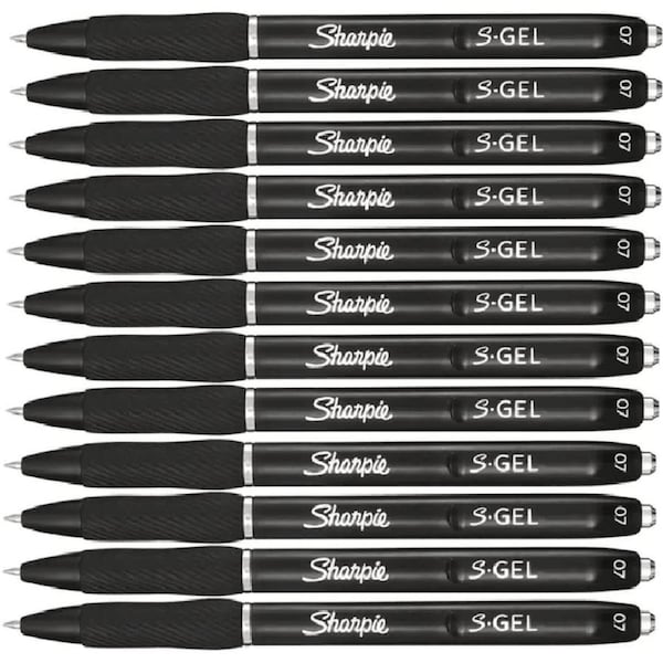 Sharpie S-Gel Retractable 0.7mm Pen Black Box 12