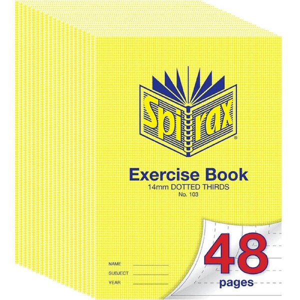 Spirax 103 Exercise Book Dotted Thirds 14mm 70gsm 48 Page A4 20 Pack