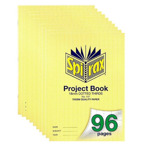 Spirax 147 Project Book 18mm Dotted Thirds 96 Page A4 Pack 10