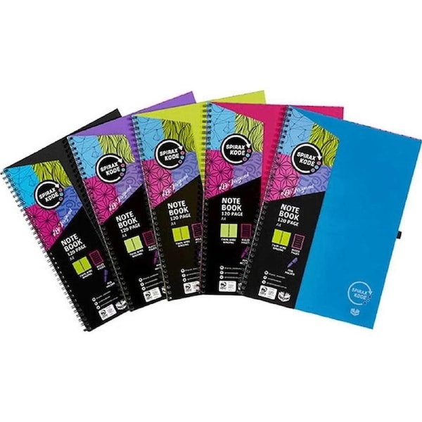 Spirax 512 Kode Hard Cover Notebook 160 Page A4 Assorted Pack 25