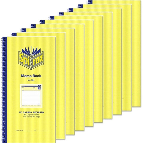 Spirax 551 Memo Book No Carbon 272x144mm Pack 10