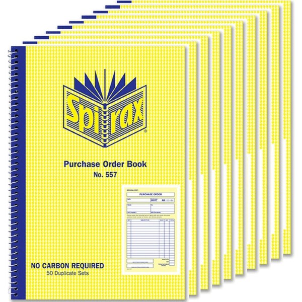 Spirax 557 Purchase Order Book 207x144mm No Carbon Required 10 Pack