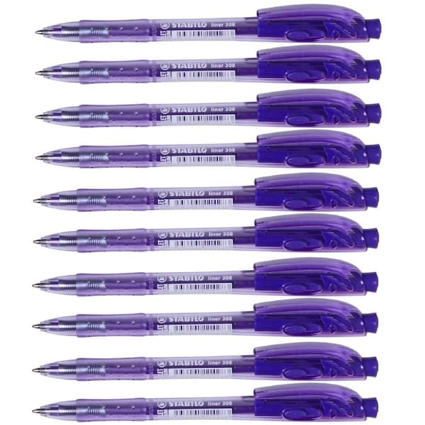 Stabilo 308 Liner Retractable Ballpoint Pen Medium Violet Box 10