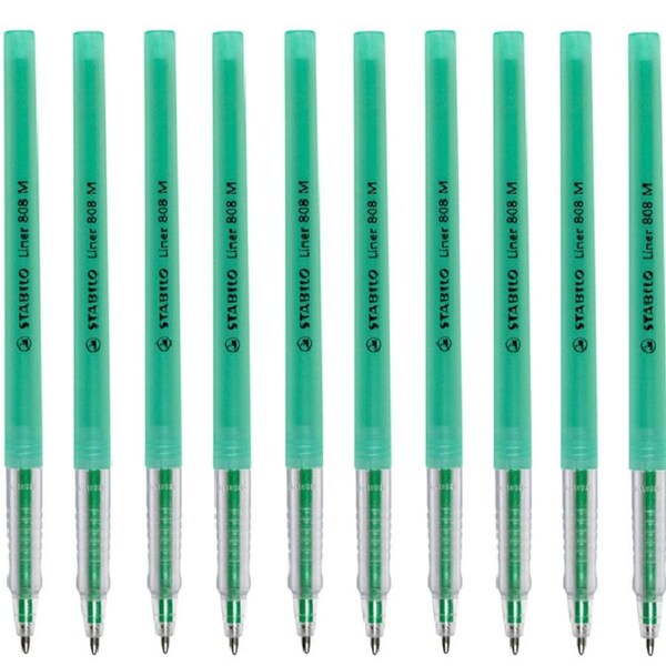 Stabilo 808 Liner Ballpoint Pen Medium Green Box 10