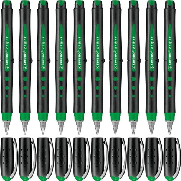 Stabilo Bl@Ck Rollerball Pens Medium Green Box 10