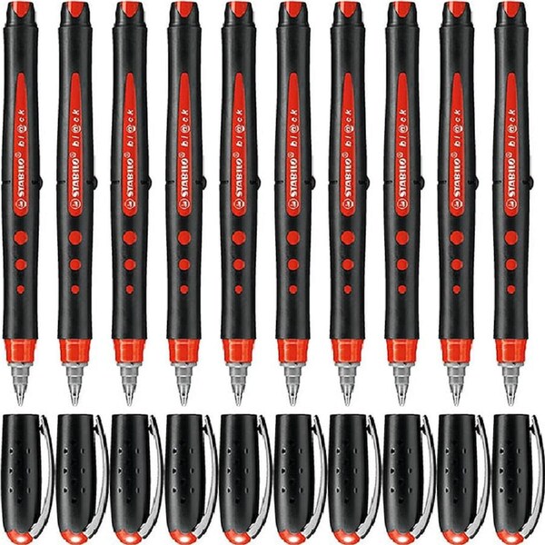 Stabilo Bl@Ck Rollerball Pens Medium Red Box 10