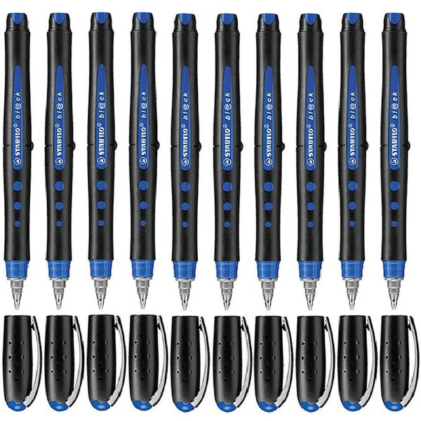 Stabilo Bl@Ck Rollerball Pens Medium Blue Box 10