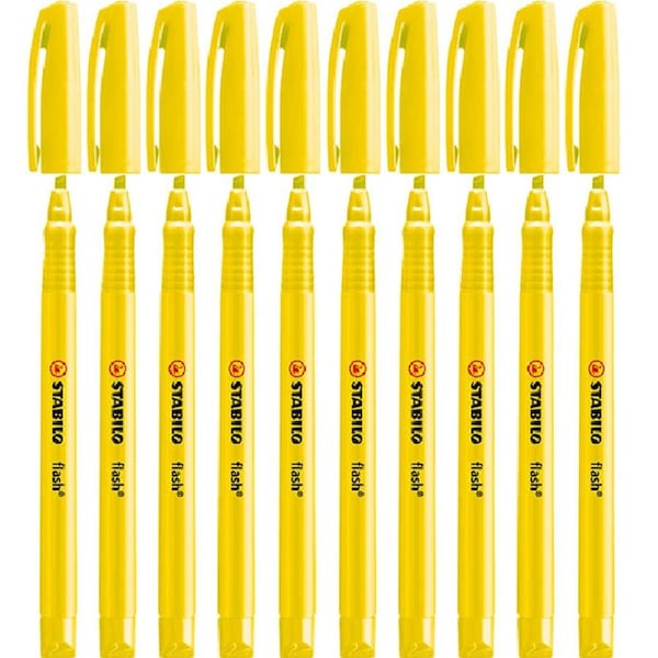 Stabilo Flash Highlighters Pen Yellow Chisel Tip Pack 10