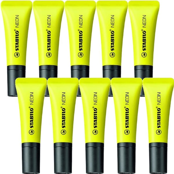 Stabilo Neon Highlighter Yellow Pack 10