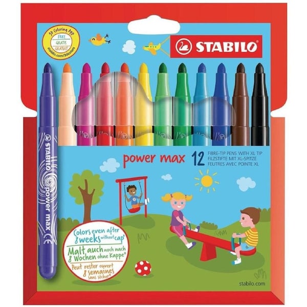 Stabilo Power Max Fibre Tip Pens Wallet 12
