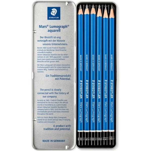 Staedtler 100 Mars Lumograph Sketching Pencil Assorted Degrees Box 6