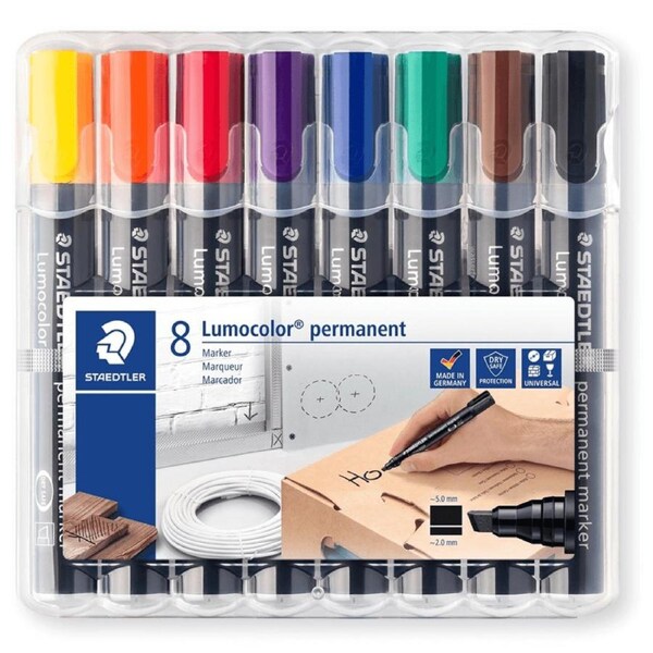 Staedtler 350 Lumocolor Permanent Marker Chisel Point Assorted Wallet 8