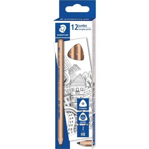 Staedtler Natural Jumbo Triangular Pencils HB Pack 12