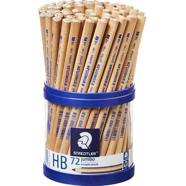 Staedtler Natural Jumbo Triangular Pencils HB Tub 72