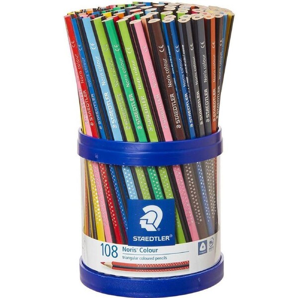 Staedtler Noris Club Triangular Coloured Pencils Assorted Tub 108