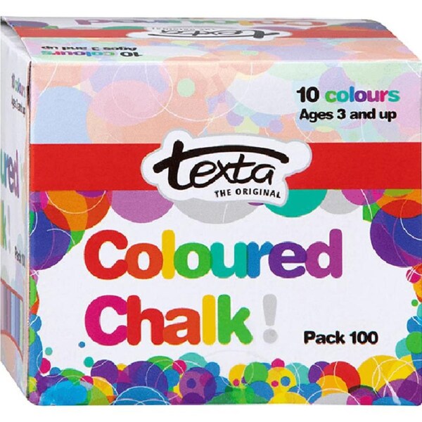 Texta Chalk Assorted Colours Blackboard Pack 100 BULK School