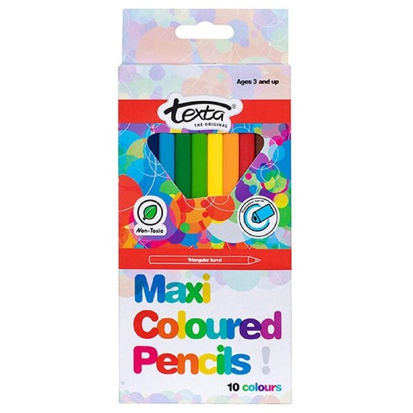 Texta Maxi Size Triangular Coloured Pencils Pack 10