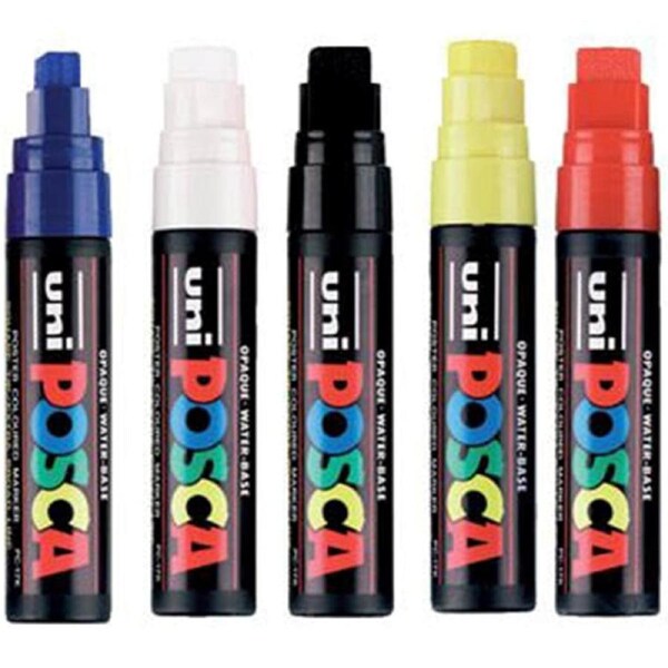 Uni Pc-17K Posca Poster Marker Extra Broad Chisel Tip 15Mm Assorted Box 5