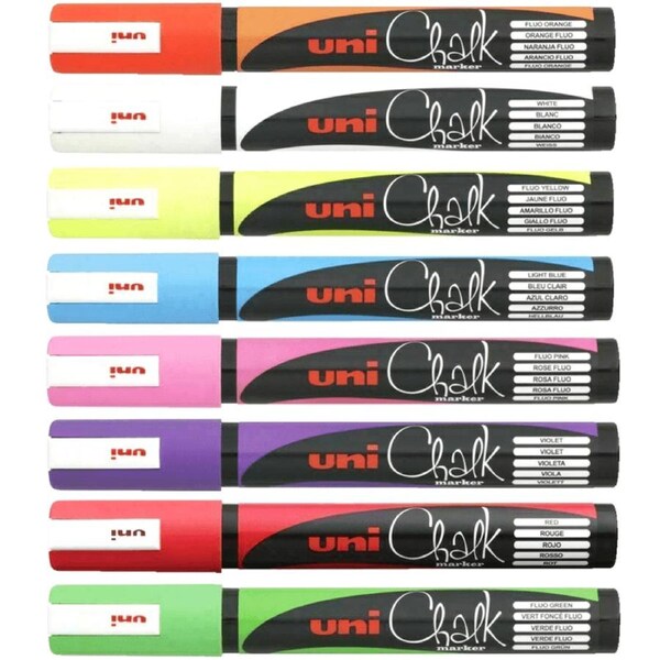 Uni-Ball Chalk Marker Bullet Tip 2.5mm Assorted Pack 8