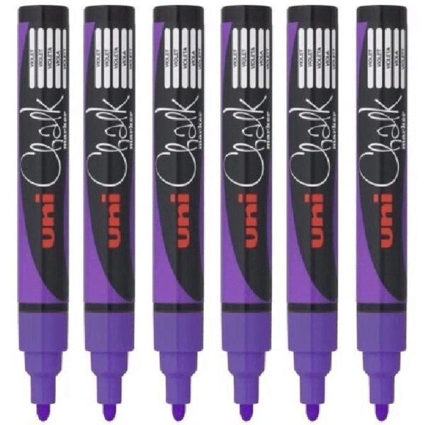 Uni-Ball Chalk Marker Bullet Tip 2.5mm Violet Purple 6 Pack