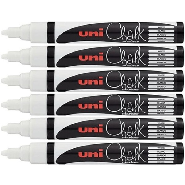Uni-Ball Chalk Marker Bullet Tip 2.5mm White 6 Pack