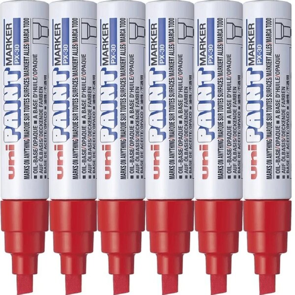 Uni-Ball PX-30 Paint Marker Chisel Tip 8mm Red Bold Box 6