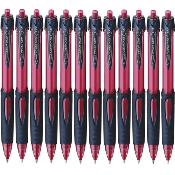 Uni-Ball SN220 Power Tank Retractable Ballpoint Pen Medium 1.0nm Red Box 12