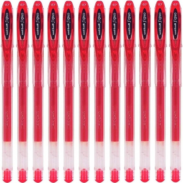Uni-Ball Um120 Signo Gel Ink Rollerball Pen 0.7mm Red Box 12