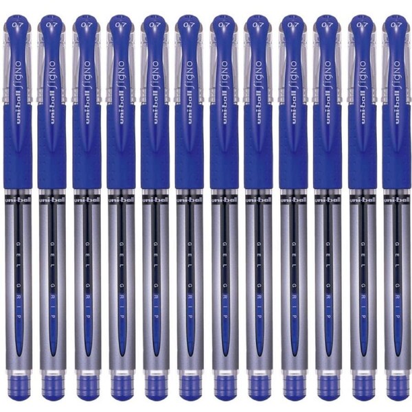 Uni-Ball UM-151S Signo Grip Comfort Gel Ink Pen 0.7mm Fine Blue Box 12