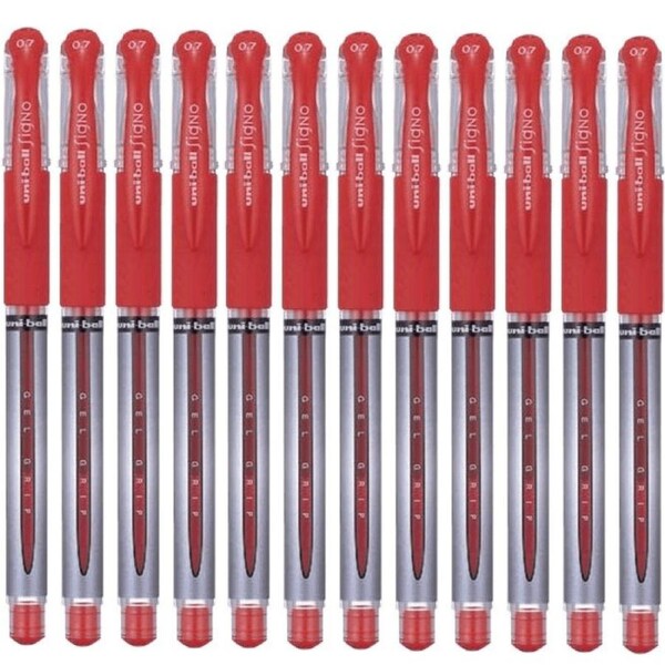 Uni-Ball UM-151S Signo Grip Comfort Gel Ink Pen 0.7mm Fine Red Box 12