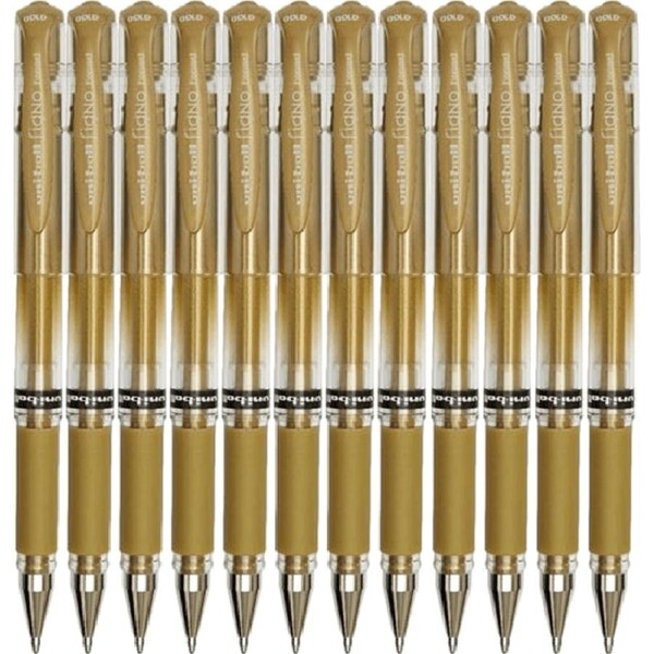 Uni-Ball UM-153 Signo Broad Gel Ink Pen 1.0mm Metallic Gold Box 12