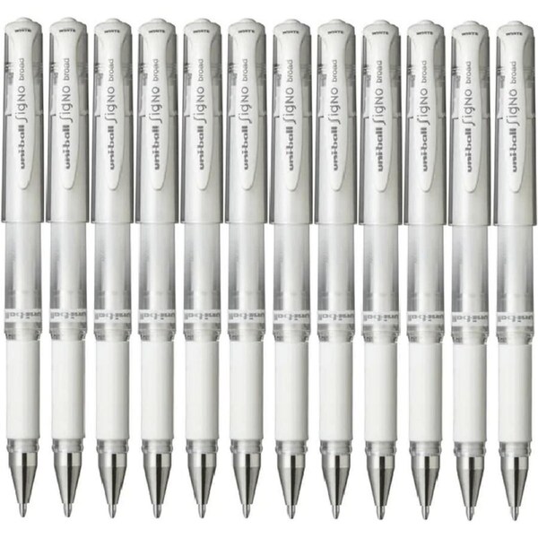 Uni-Ball UM-153 Signo Broad Gel Ink Pen 1.0mm White Box 12