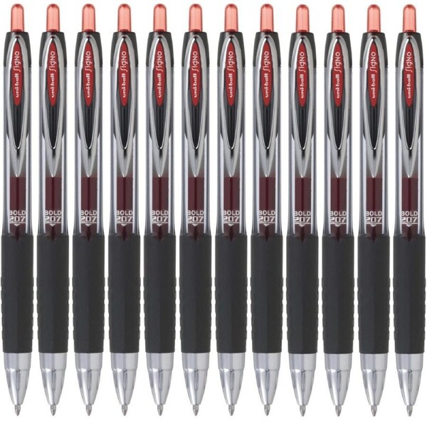 Uni-Ball UMN-207 Signo Retractable Gel Ink Pen 1.0mm Broad Red Box 12