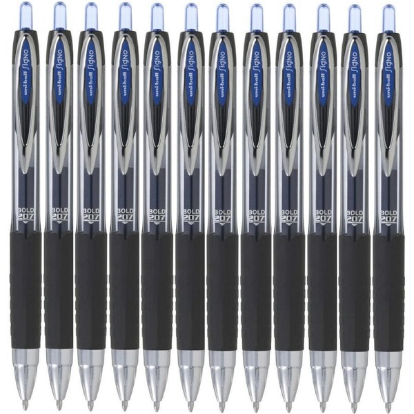 Uni-Ball UMN-207 Signo Retractable Gel Ink Rollerball Pen 1.0mm Broad Blue Box 12