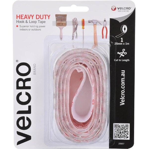 Velcro Brand Heavy Duty Hook And Loop Tape 25mmx1m White