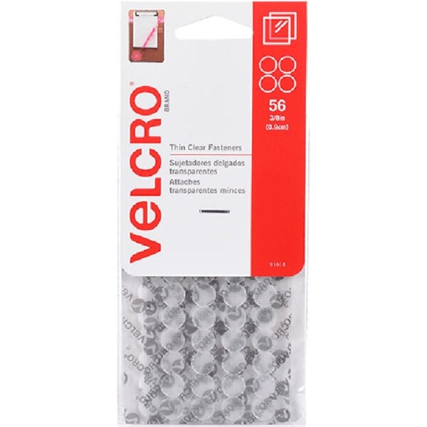 Velcro Brand Stick-On Hook And Loop Dots 9mm Clear Pack 56