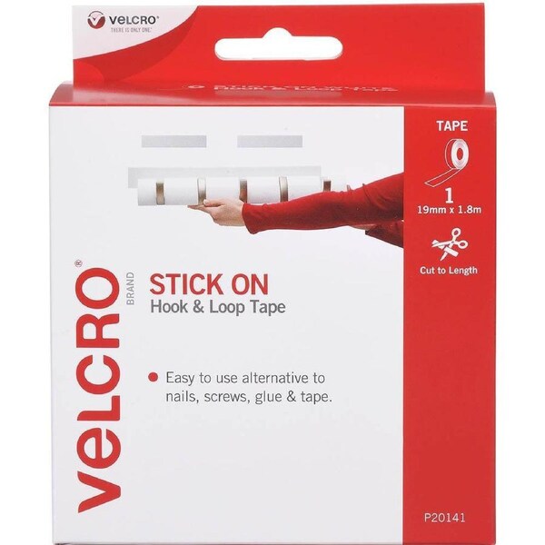 Velcro Brand Stick-On Hook And Loop Tape 19mmx1.8m White