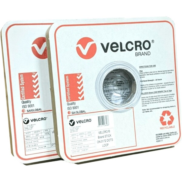 Velcro Stick-On Hook & Loop Dots White 22mm 900 Dots