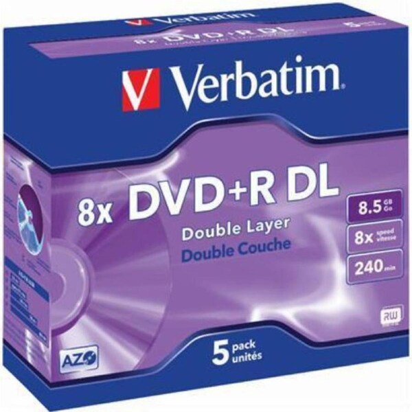 Verbatim Dvd+R 8.5Gb 8X Duel Layer Jewel Case Pack 5