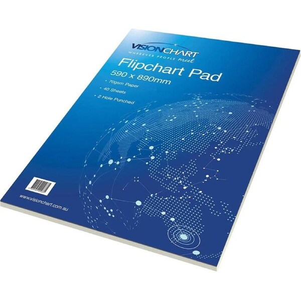 Visionchart Flipchart Pads Semi Gloss 70GSM 40 Sheets 590x890mm Pack 2